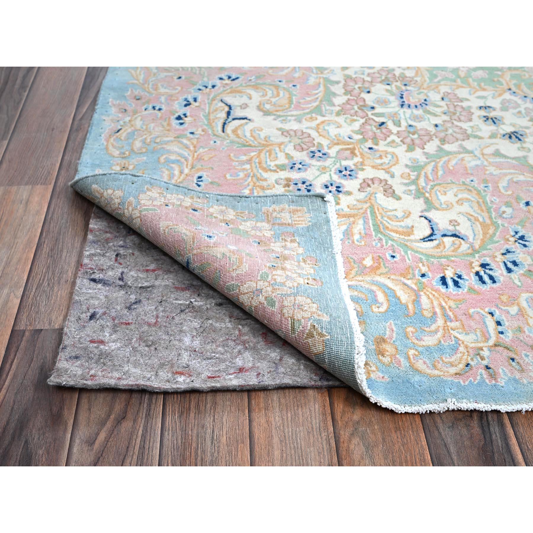 12'x12' Blauer antiker persischer Kerman Even Wear Handgeknüpfter quadratischer Teppich aus Wolle im Zustand „Hervorragend“ im Angebot in Carlstadt, NJ