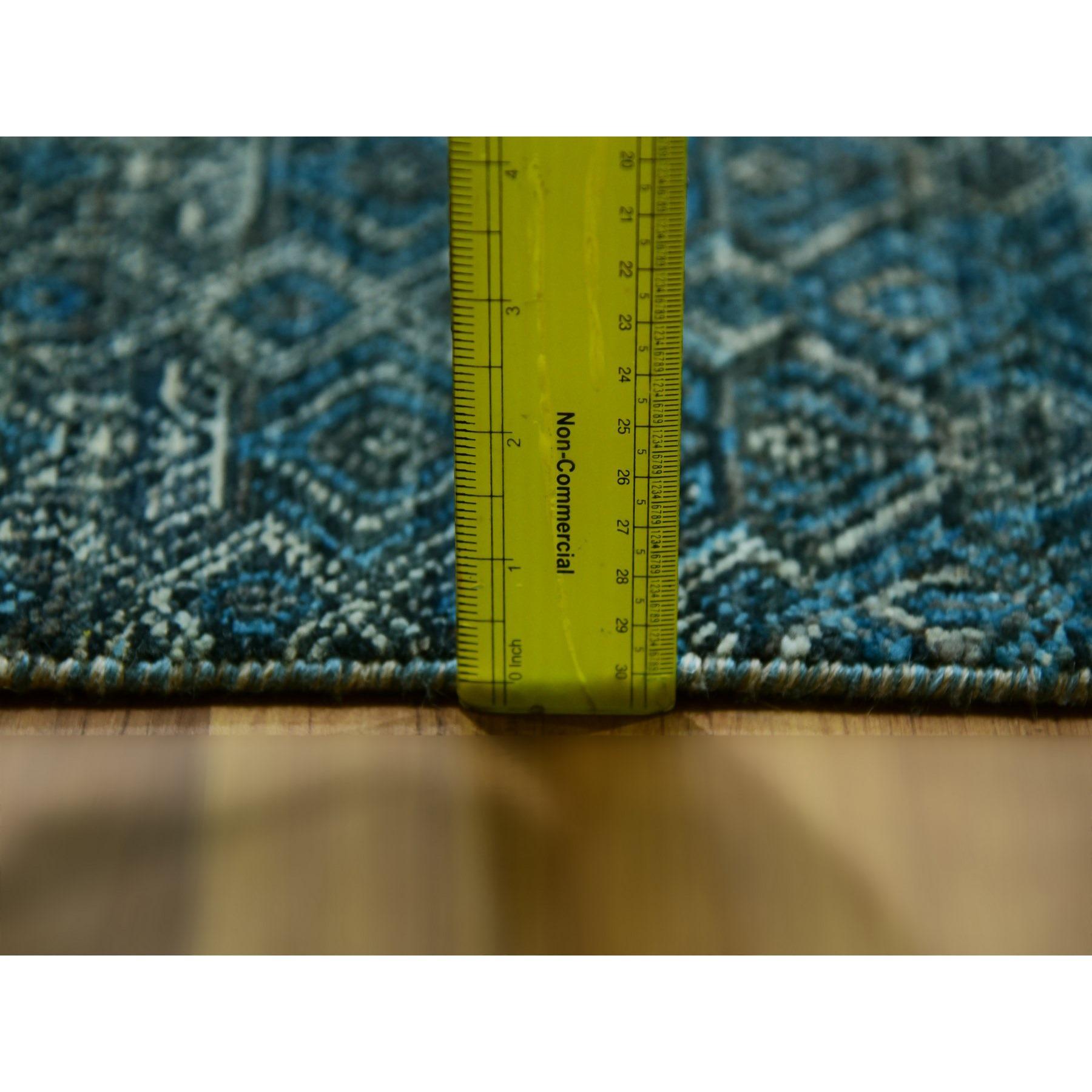 12'x12' Blue Hand Knotted Kohinoor Repetitive Diamond Wool XL Square Rug in vendita 2