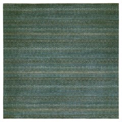 12'x12' Blue Hand Knotted Kohinoor Repetitive Diamond Wool XL Square Rug