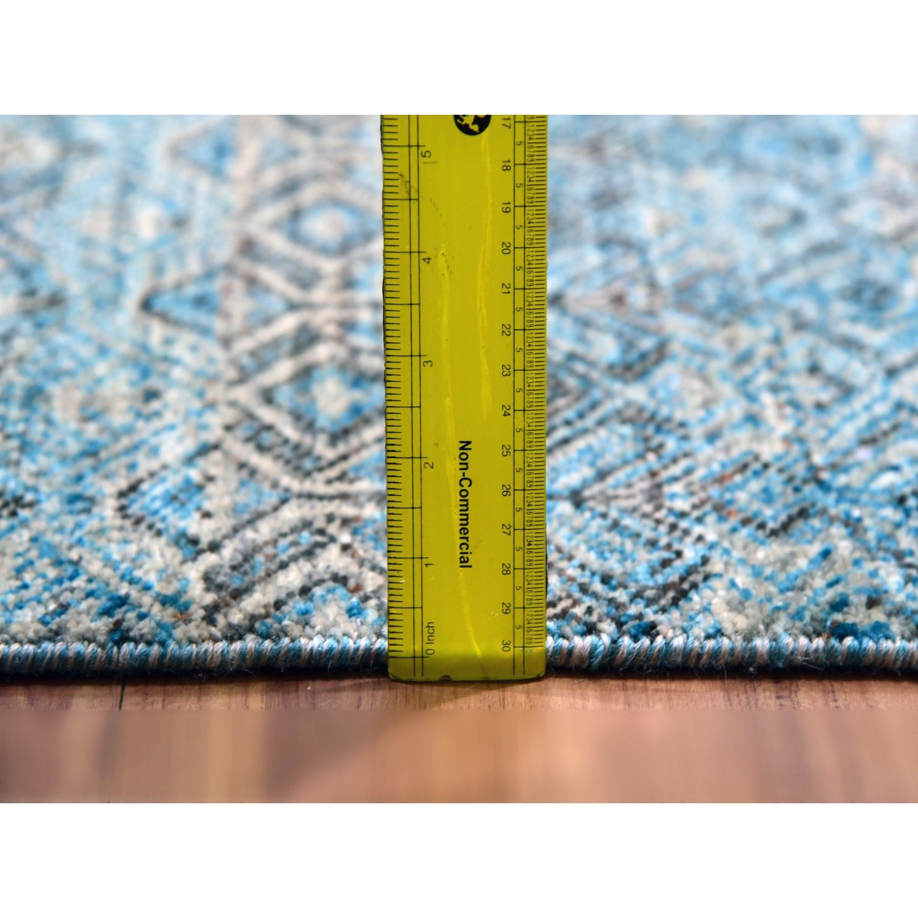 12'x12' Blauer handgeknüpfter Plüsch Wolle Kohinoor Herat Small Design Quadratischer Teppich im Angebot 3