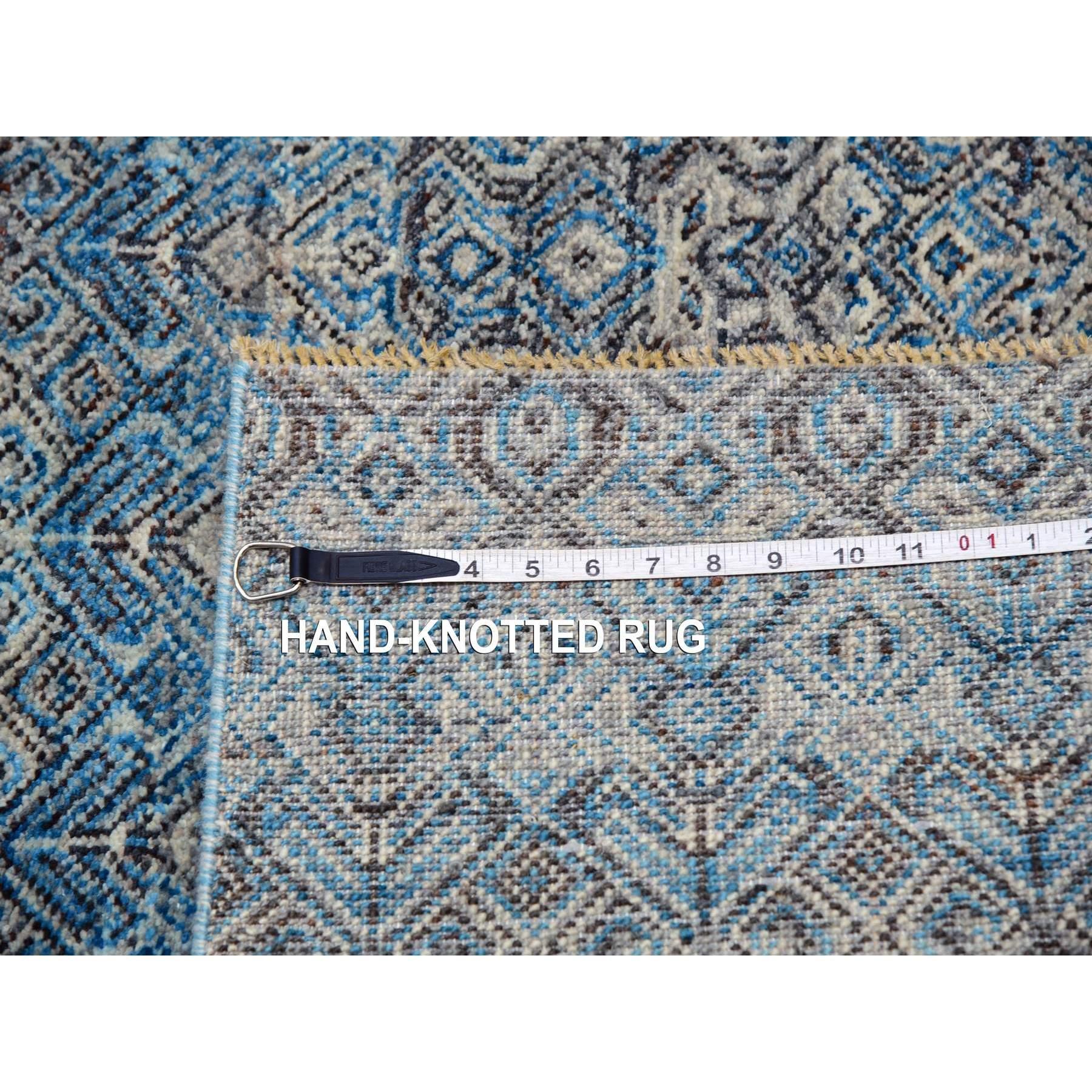 12'x12' Blauer handgeknüpfter Plüsch Wolle Kohinoor Herat Small Design Quadratischer Teppich im Angebot 4