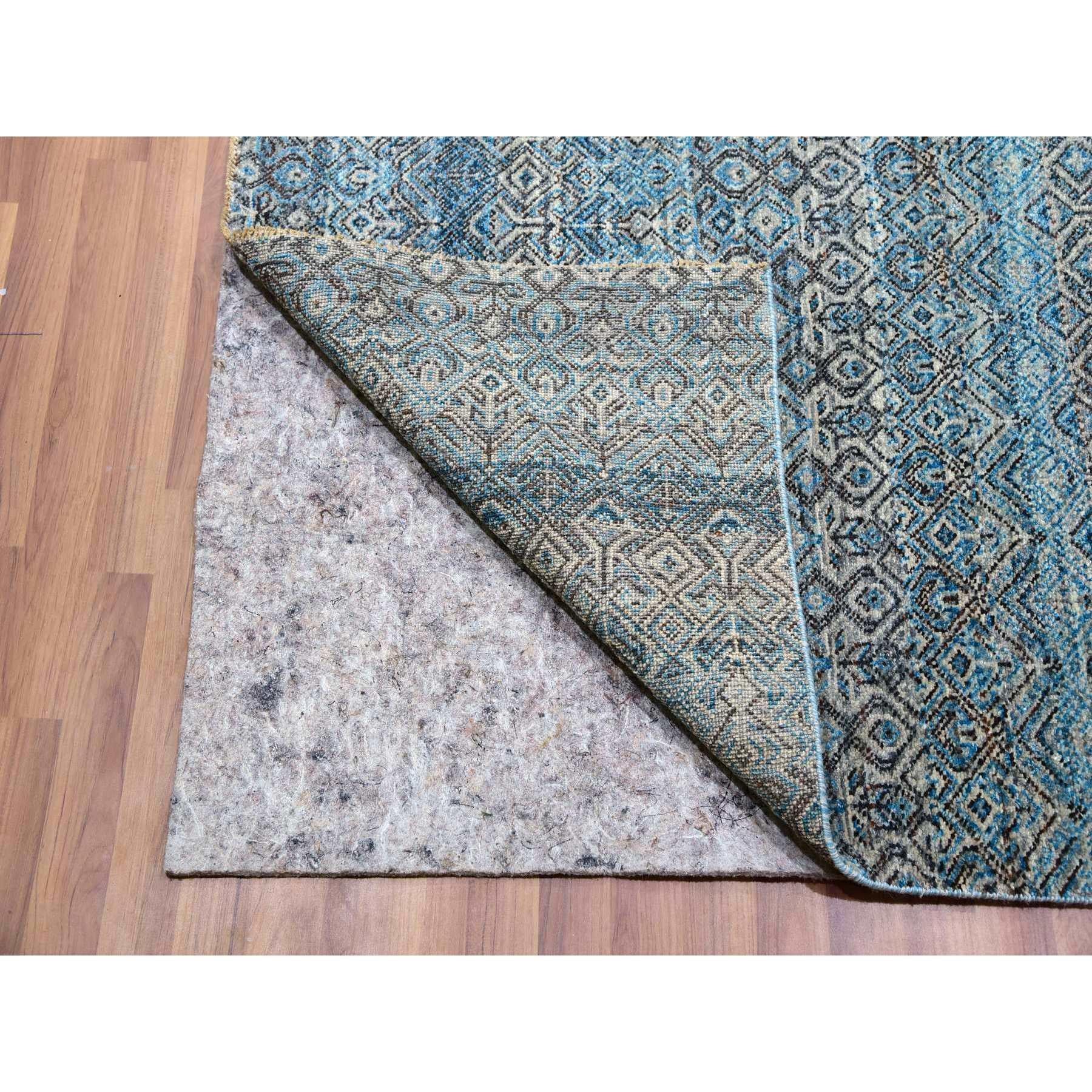 12'x12' Blauer handgeknüpfter Plüsch Wolle Kohinoor Herat Small Design Quadratischer Teppich (Indisch) im Angebot