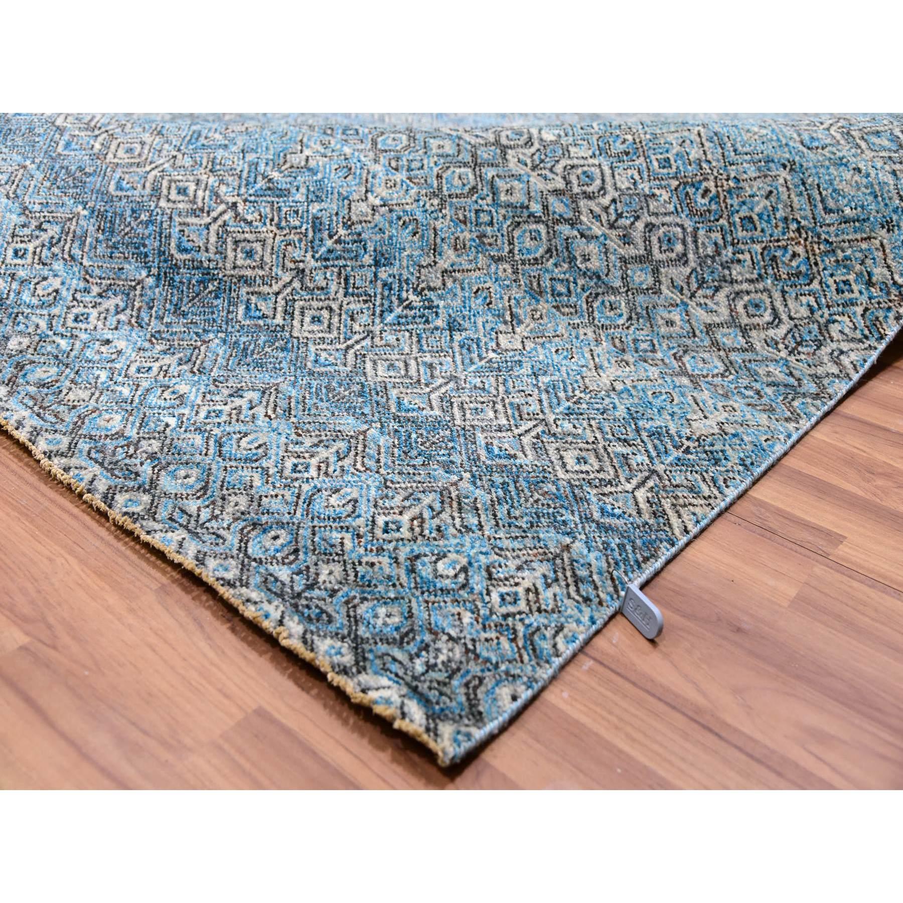 12'x12' Blauer handgeknüpfter Plüsch Wolle Kohinoor Herat Small Design Quadratischer Teppich im Zustand „Neu“ im Angebot in Carlstadt, NJ