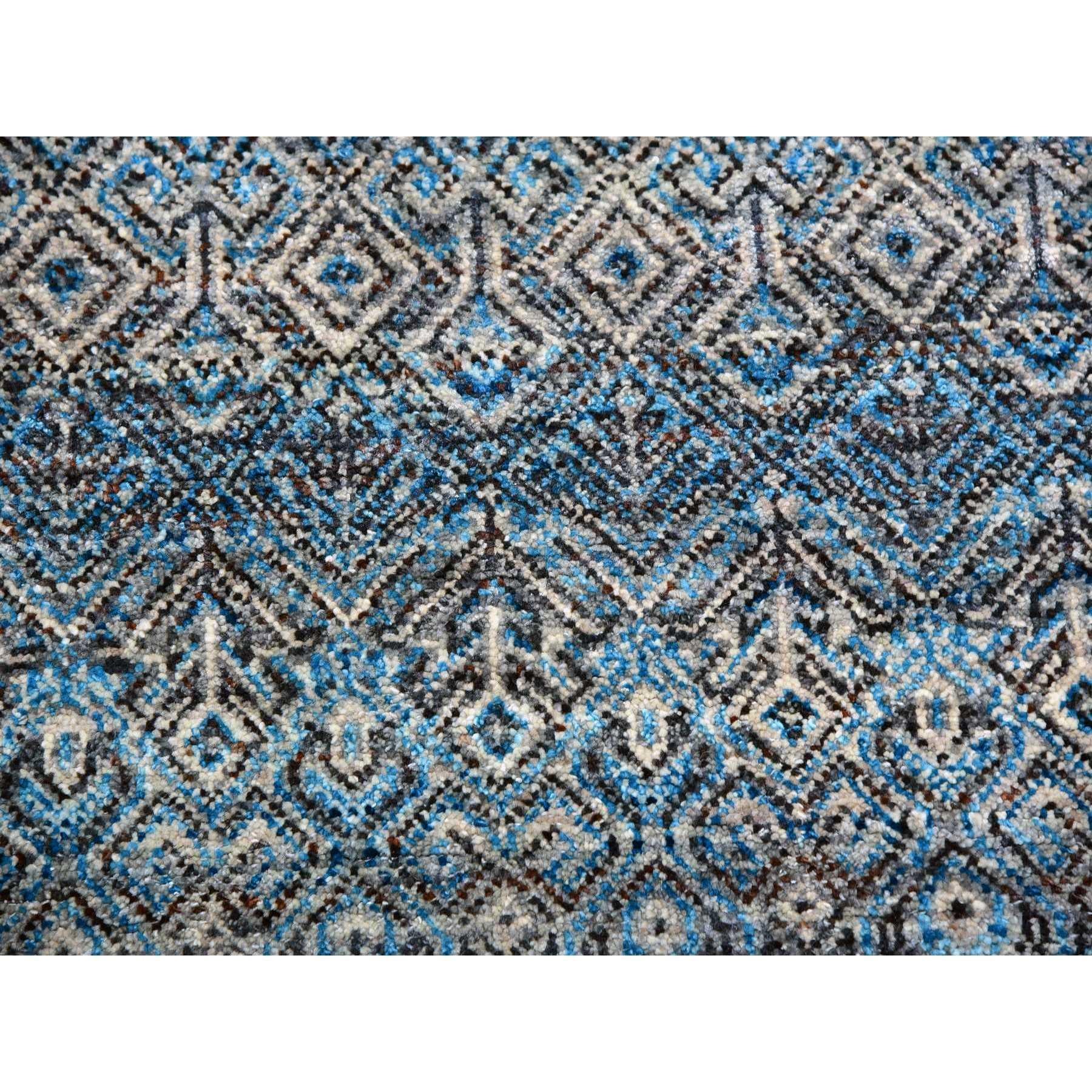 12'x12' Blauer handgeknüpfter Plüsch Wolle Kohinoor Herat Small Design Quadratischer Teppich im Angebot 1