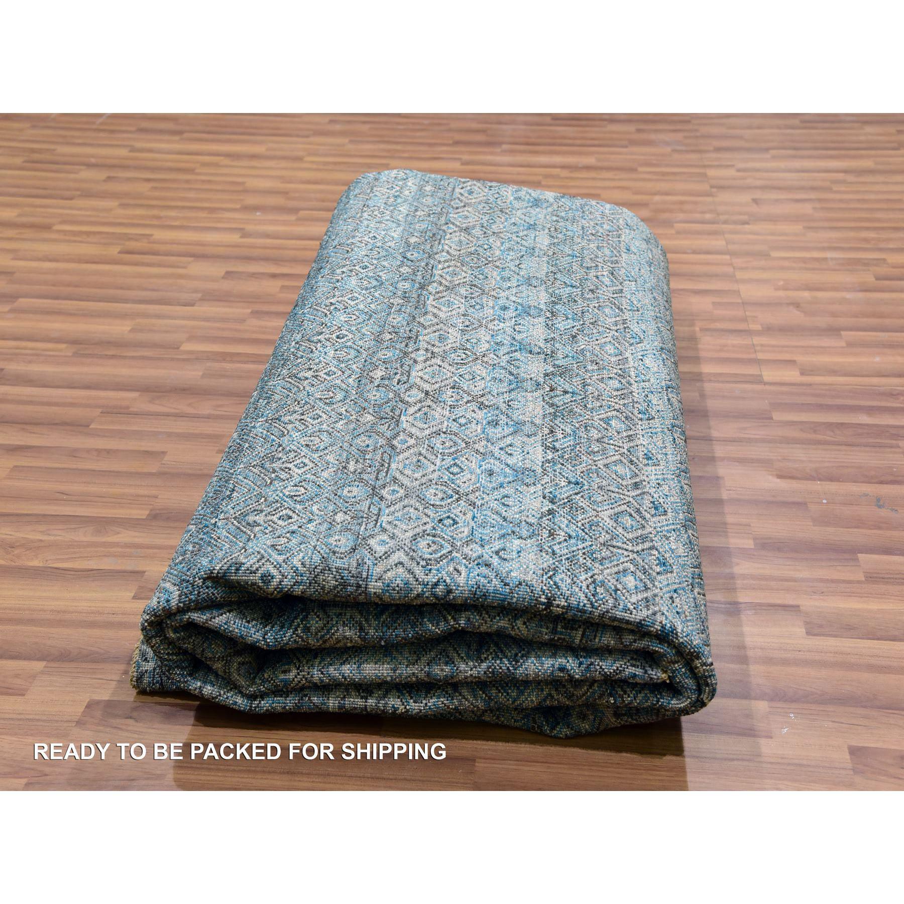 12'x12' Blauer handgeknüpfter Plüsch Wolle Kohinoor Herat Small Design Quadratischer Teppich im Angebot 2