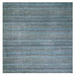 12'x12' Blue Hand Knotted Plush Wool Kohinoor Herat Small Design Square Rug