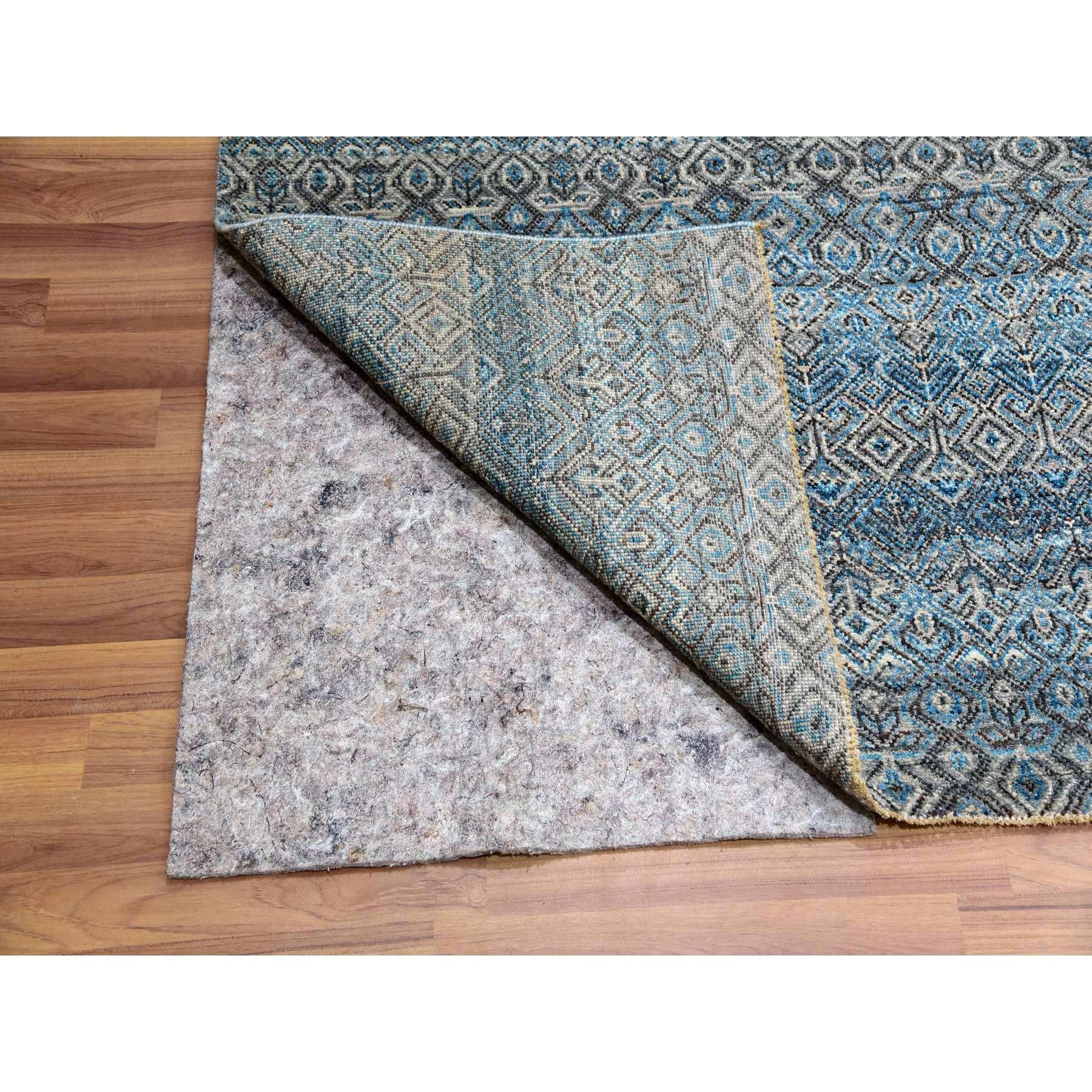 Indian 12'x12' Blue Kohinoor Herat Geometric Design Hand Knotted Wool Square Rug For Sale