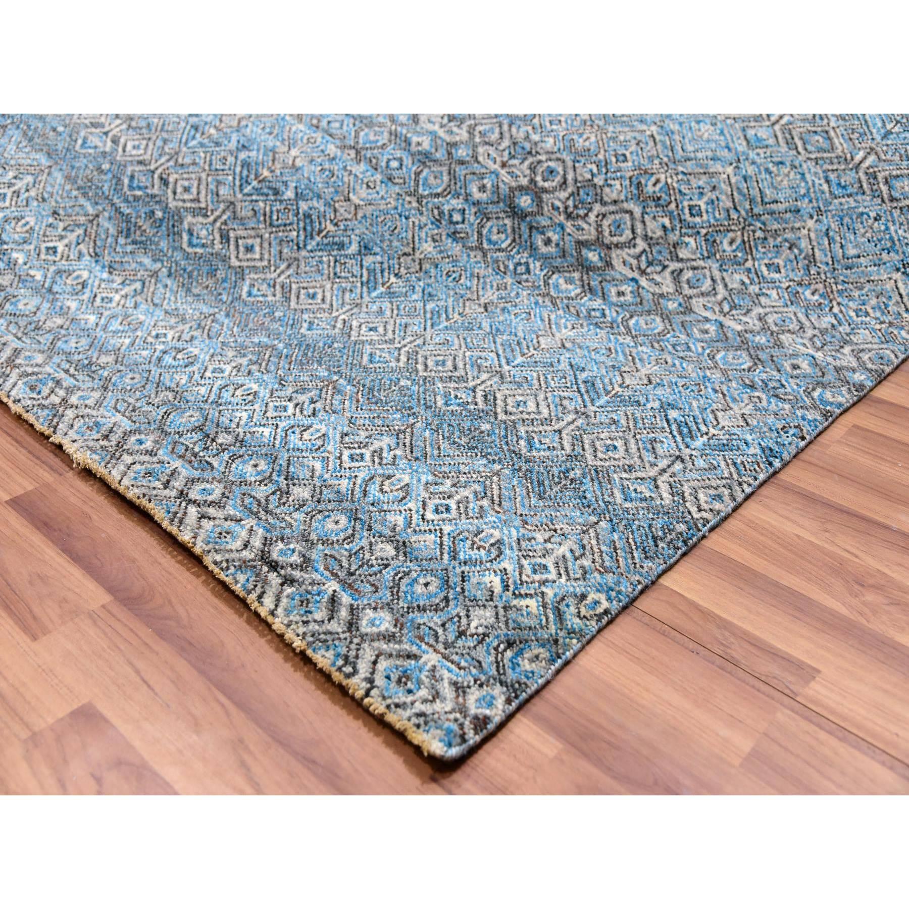 12'x12' Blue Kohinoor Herat Geometric Design Hand Knotted Wool Square Rug In New Condition For Sale In Carlstadt, NJ
