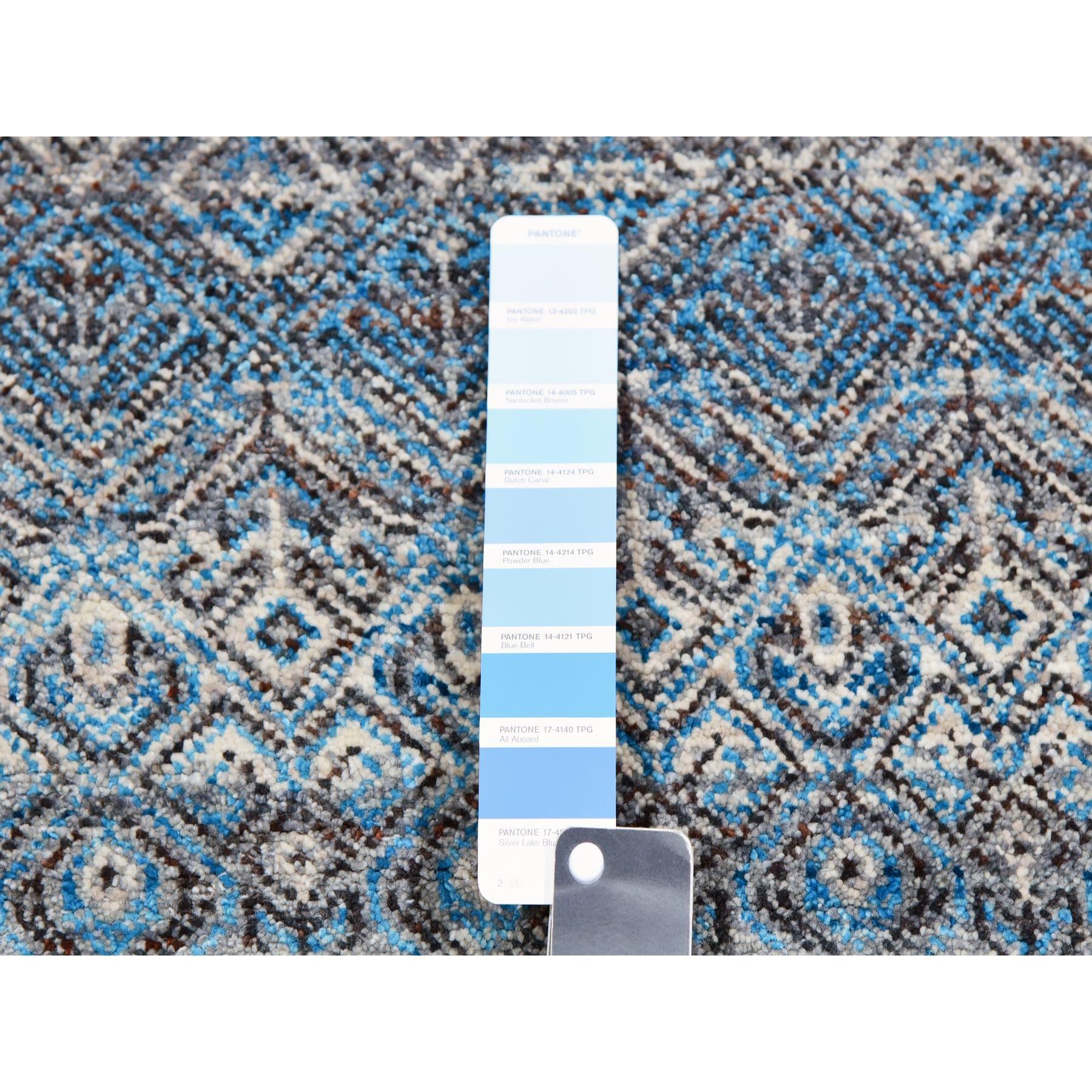 Contemporary 12'x12' Blue Kohinoor Herat Geometric Design Hand Knotted Wool Square Rug For Sale