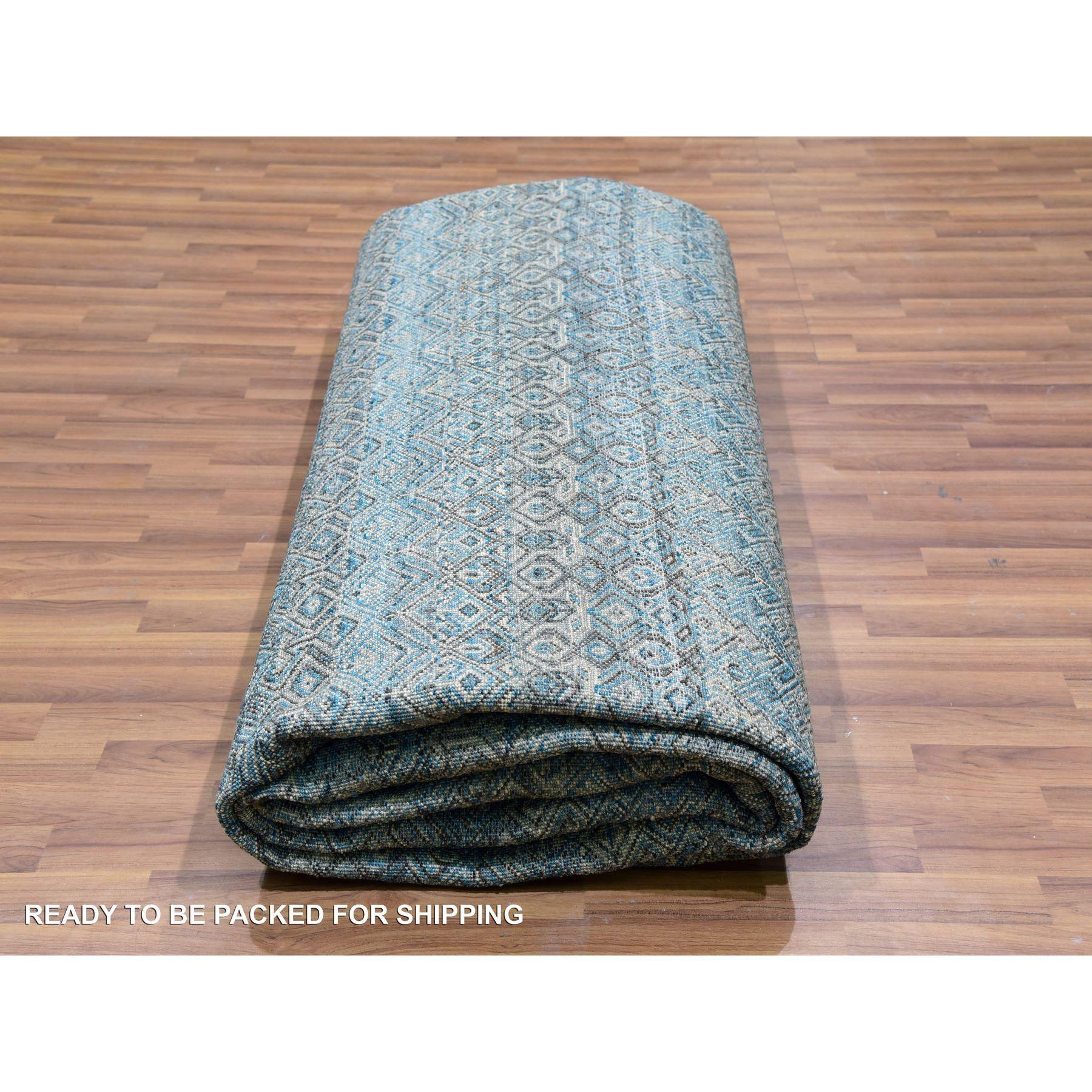 12'x12' Blue Kohinoor Herat Geometric Design Hand Knotted Wool Square Rug For Sale 2