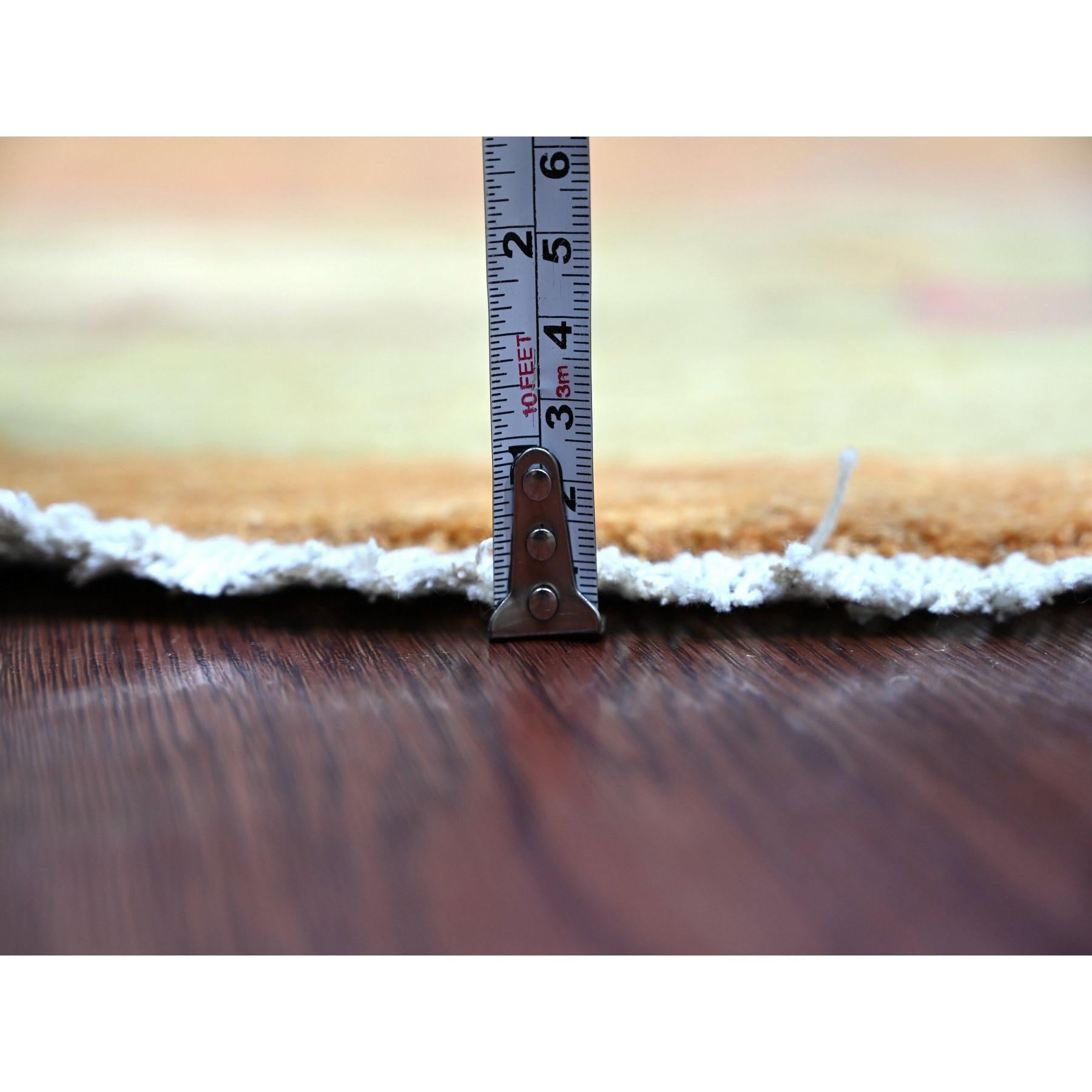 12'x12' Brown Chinese Art Deco Inspired Peshawar Hand Knotted Wool Round Rug en venta 3