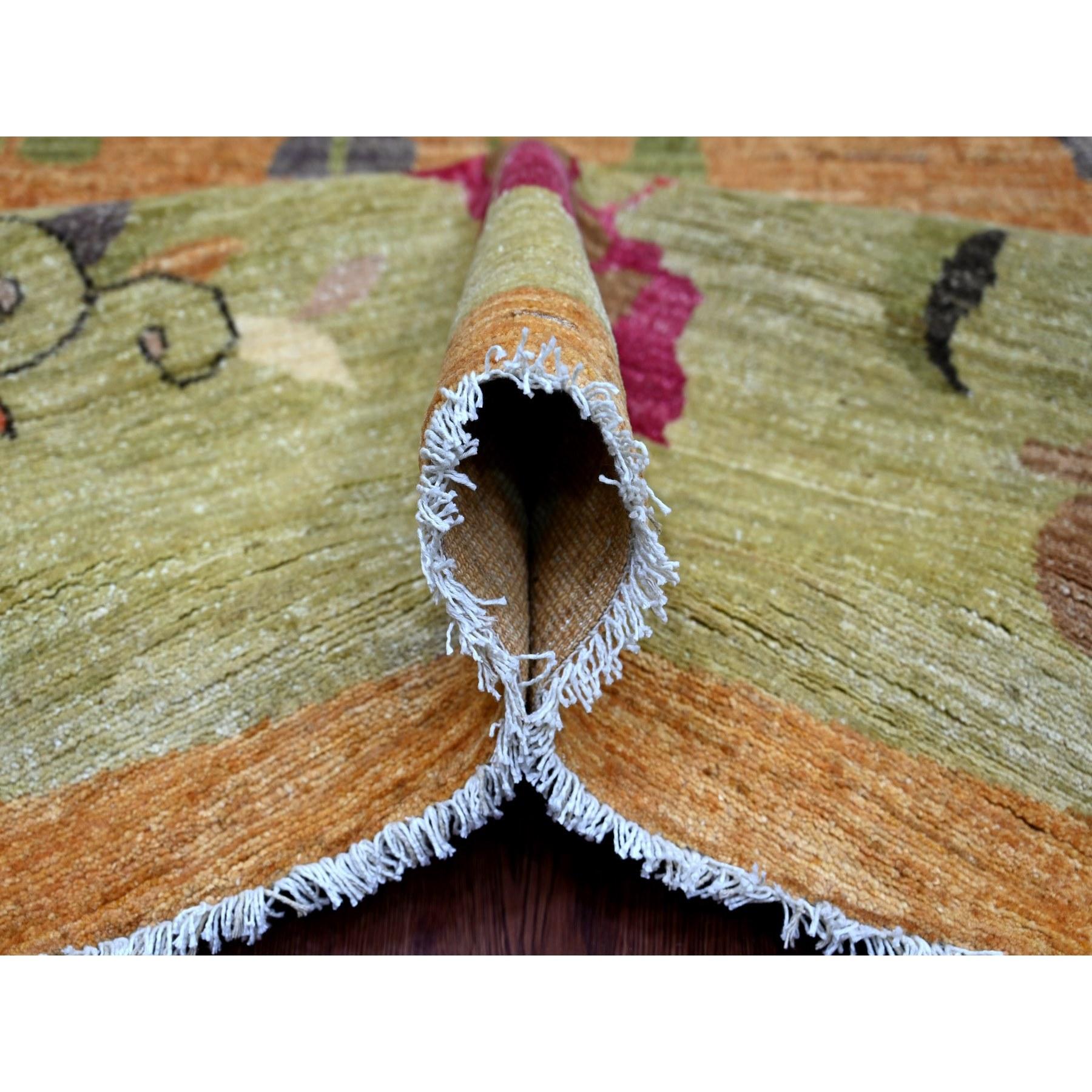 12'x12' Brown Chinese Art Deco Inspired Peshawar Hand Knotted Wool Round Rug en Nuevo estado para la venta en Carlstadt, NJ