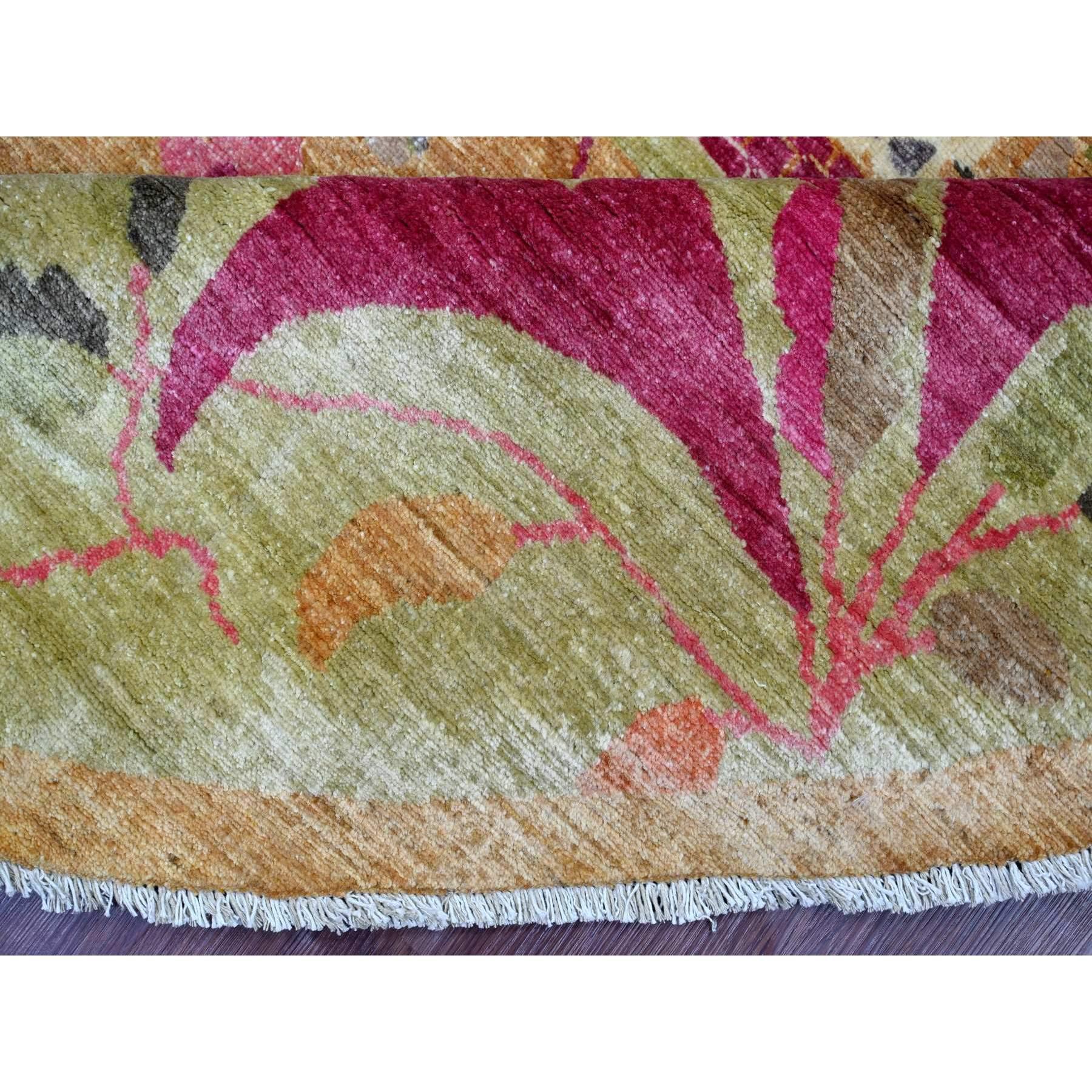 12'x12' Brown Chinese Art Deco Inspired Peshawar Hand Knotted Wool Round Rug Siglo XXI y contemporáneo en venta