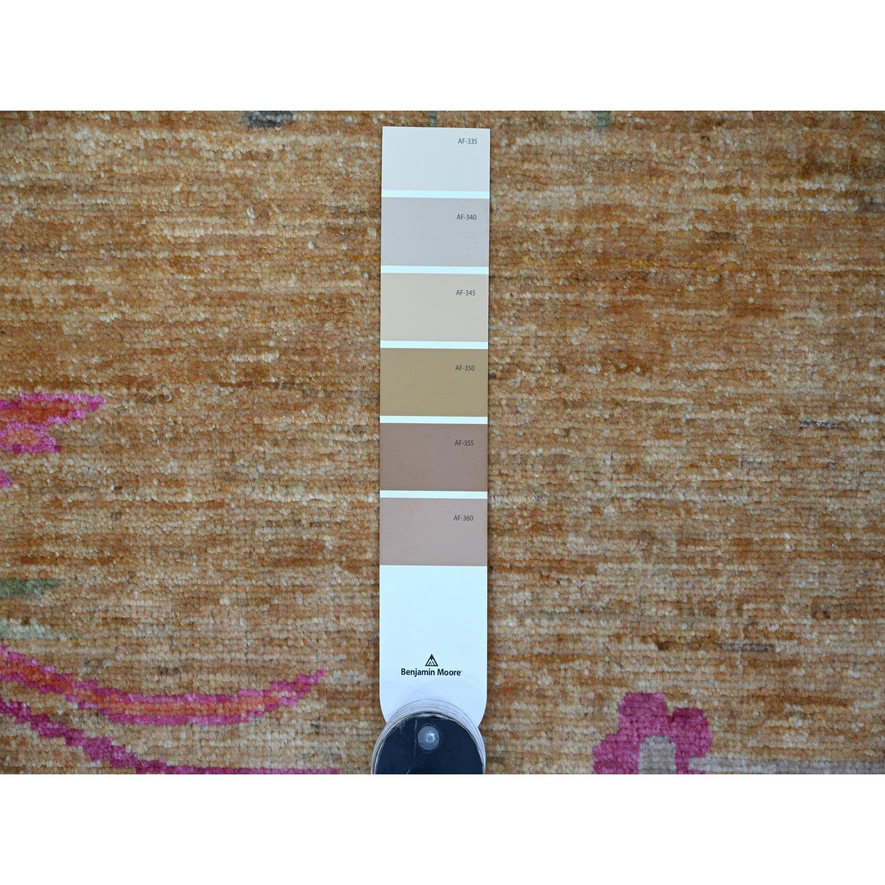 12'x12' Brown Chinese Art Deco Inspired Peshawar Hand Knotted Wool Round Rug Lana en venta