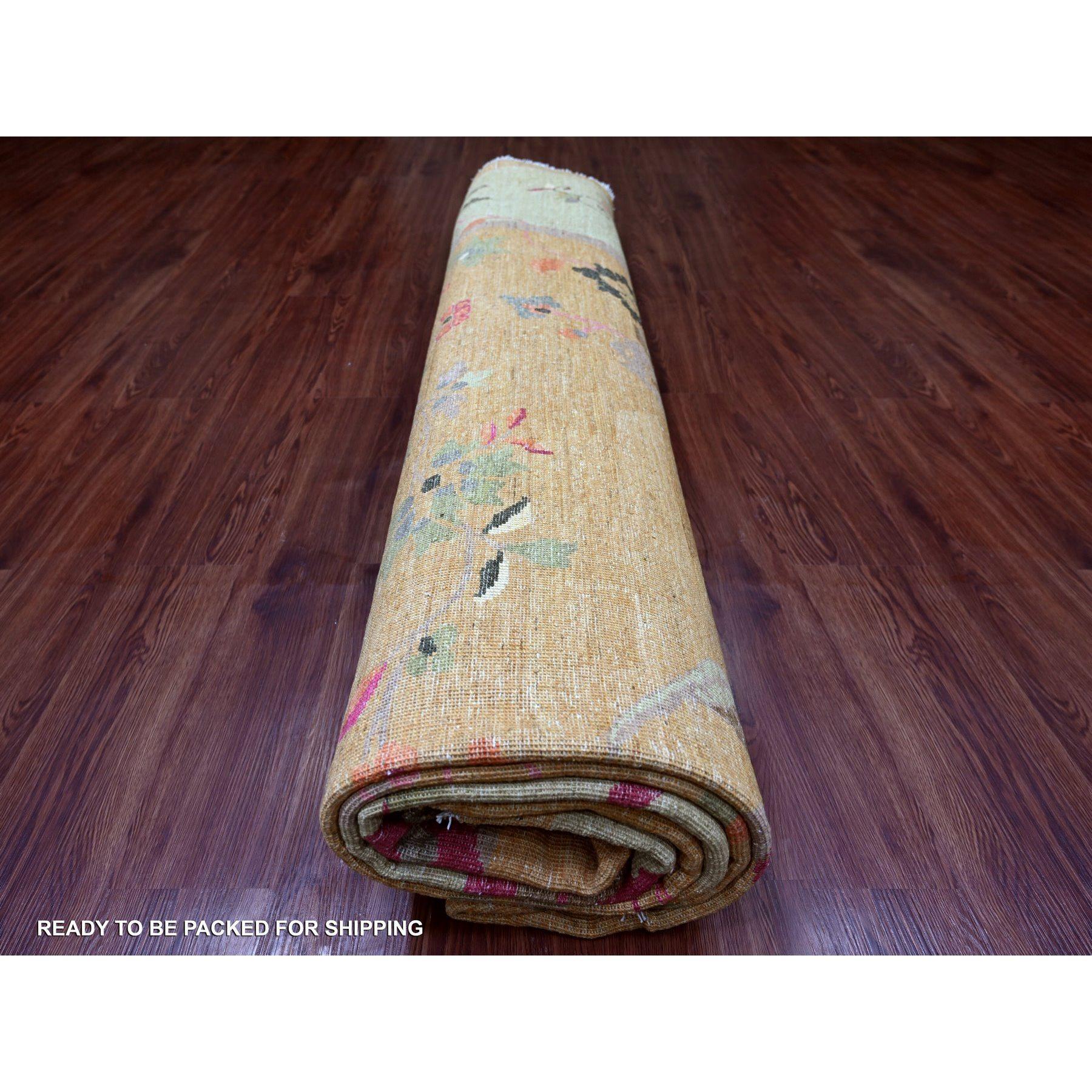 12'x12' Brown Chinese Art Deco Inspired Peshawar Hand Knotted Wool Round Rug en venta 2