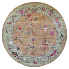 12
x12
 Brown Chinese Art Deco Inspired Peshawar Hand Knotted Wool Round Rug