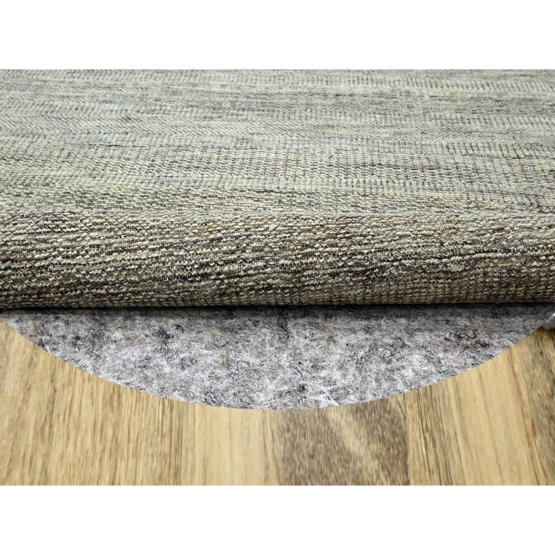 Annodato a mano Tappeto rotondo in lana naturale 12'x12' marrone annodato a mano con disegno di erba invecchiata in vendita