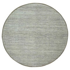 Tappeto rotondo in lana naturale 12
x12
 marrone annodato a mano con disegno di erba invecchiata