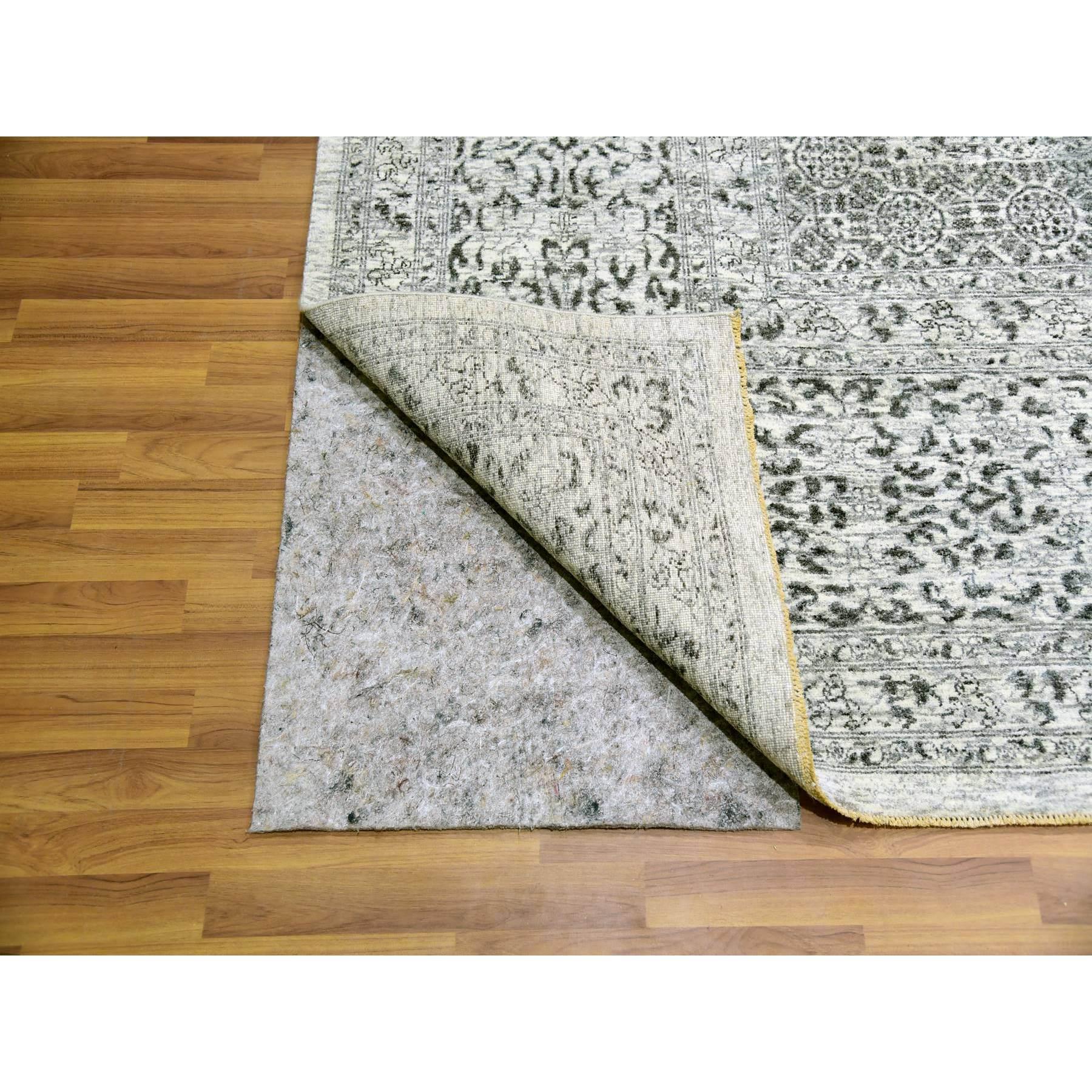 Indian 12'x12' Cloud White Undyed Soft Wool Hand Knotted Mamluk Dynasty Square Rug For Sale