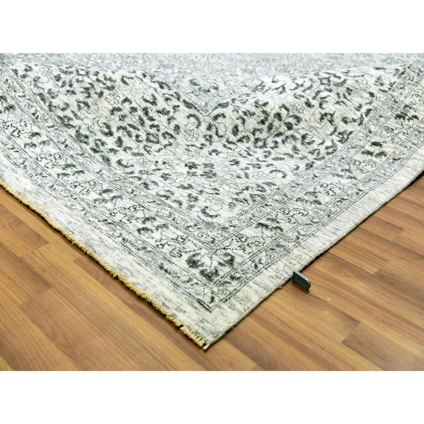 12'x12' Cloud White Undyed Soft Wool Hand Knotted Mamluk Dynasty Square Rug In New Condition For Sale In Carlstadt, NJ