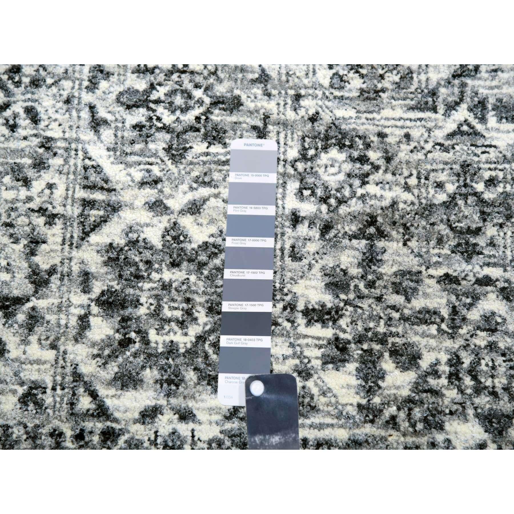 Contemporary 12'x12' Cloud White Undyed Soft Wool Hand Knotted Mamluk Dynasty Square Rug For Sale