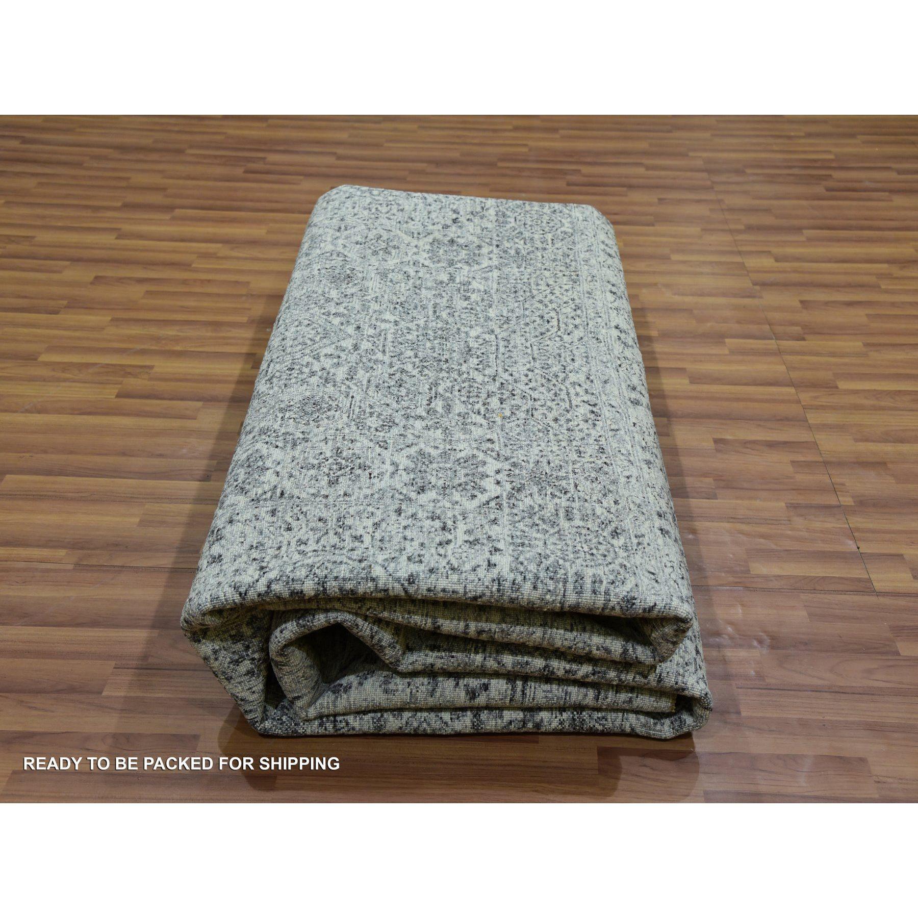 12'x12' Cloud White Undyed Soft Wool Hand Knotted Mamluk Dynasty Square Rug For Sale 2