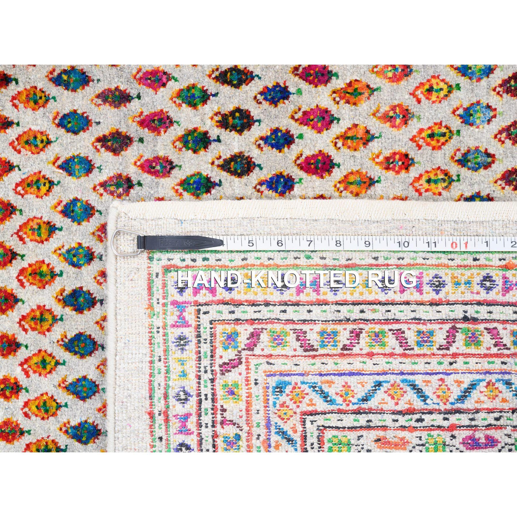 12'x12' Tapis coloré en laine et soie sari Sarouk inspiré du Mir noué à la main en vente 4