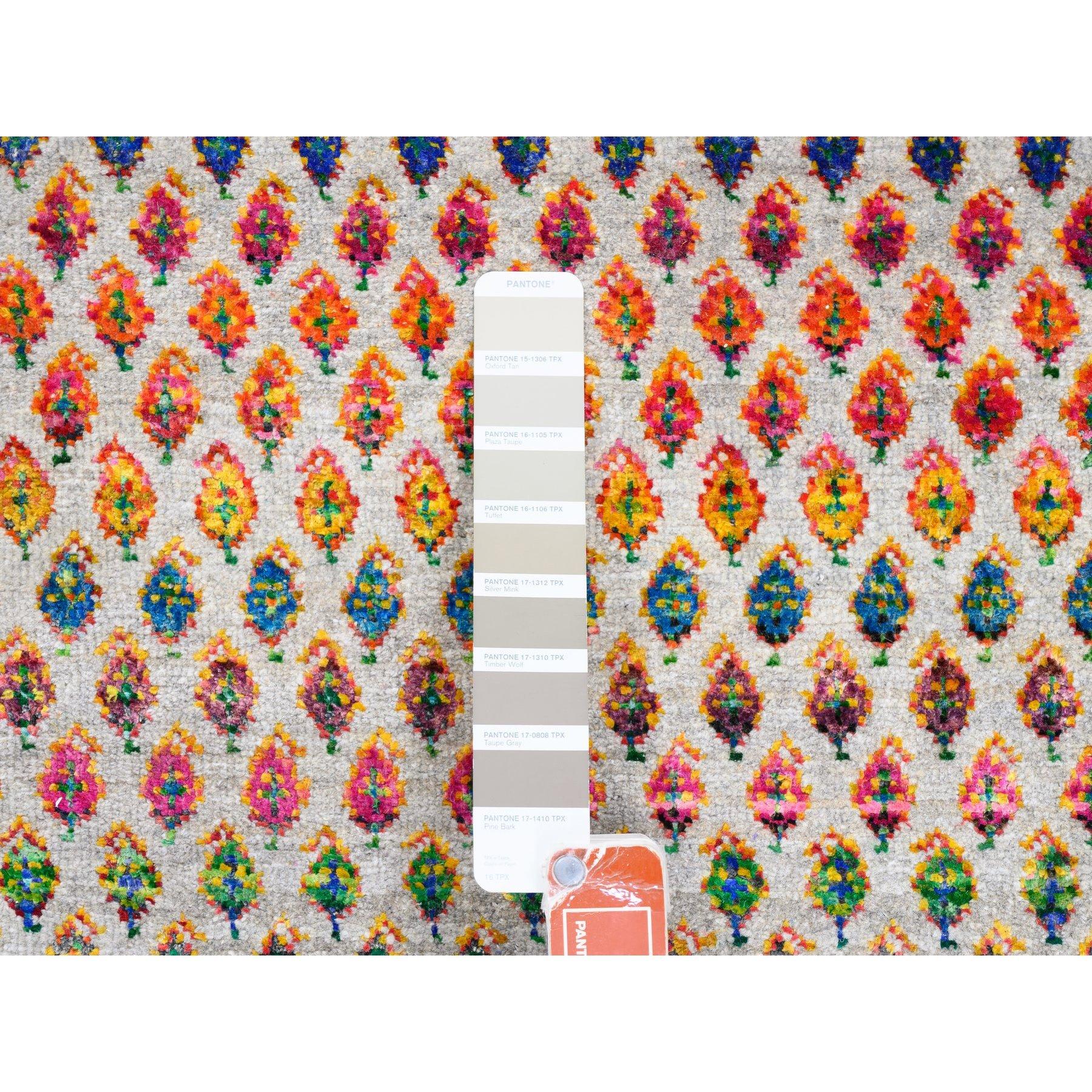 Soie 12'x12' Tapis coloré en laine et soie sari Sarouk inspiré du Mir noué à la main en vente