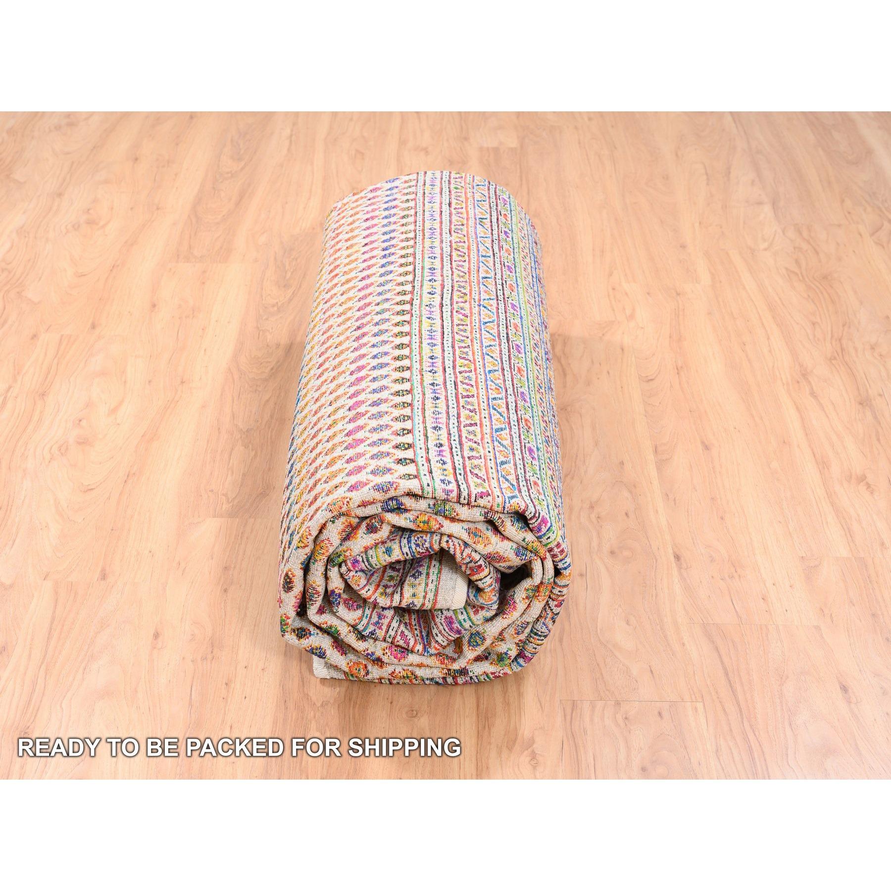 12'x12' Tapis coloré en laine et soie sari Sarouk inspiré du Mir noué à la main en vente 2