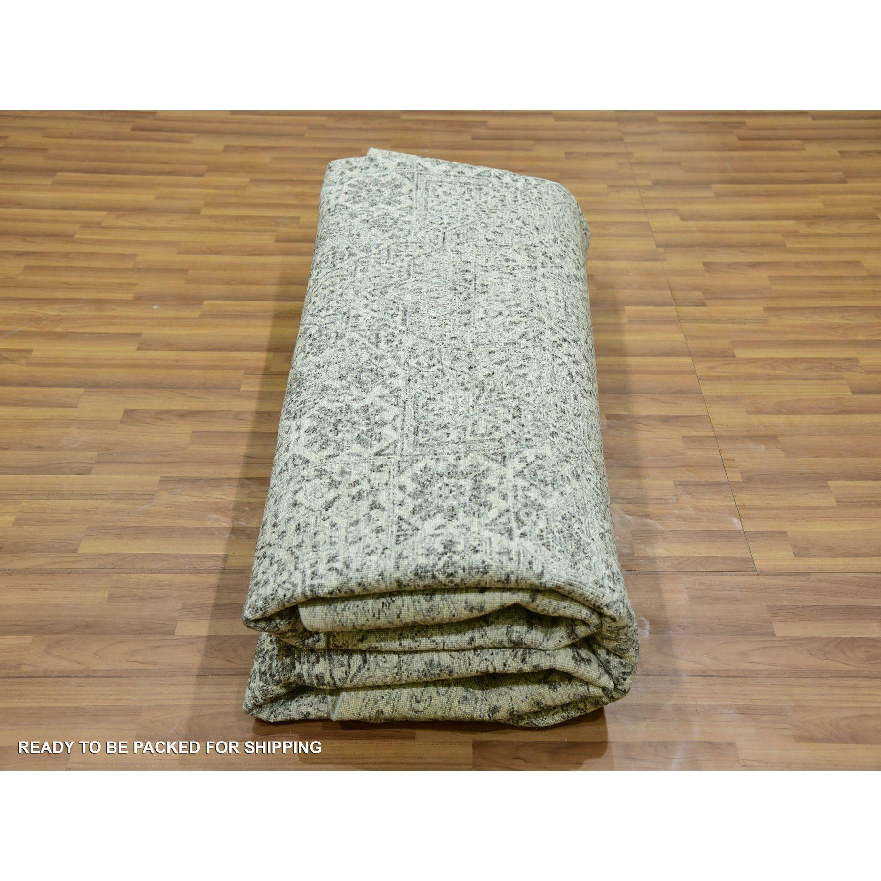 12'x12' Decorators Alfombra Oriental Redonda de Lana Anudada a Mano Blanca Dinastía Mameluca en venta 2