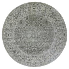 12'x12' Decorators White Round Round Wool Hand Knotsted Dynasty Oriental Rug (tapis oriental)