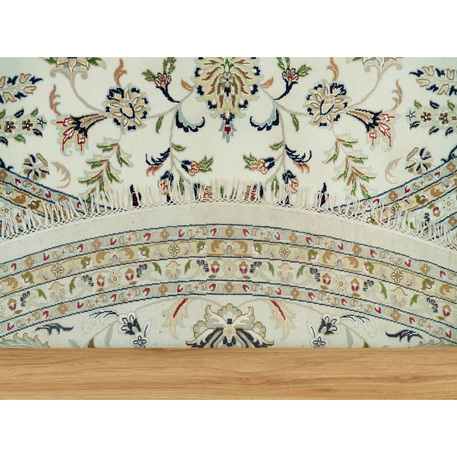 12'x12' Taube Weiß, handgeknüpft, 250 KPSI, 100% Wolle, Nain Orientalischer Teppich, Nain (Indisch) im Angebot