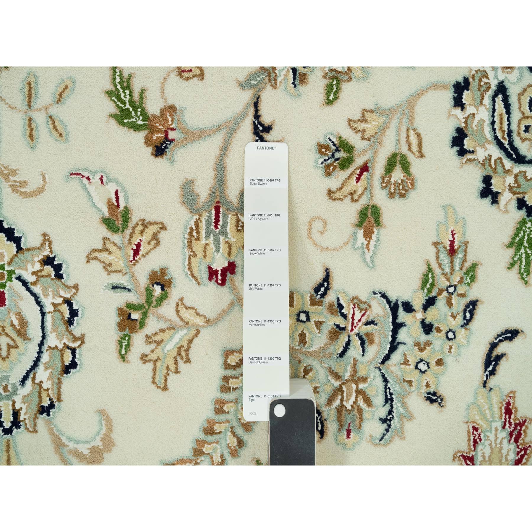 12'x12' Taube Weiß, handgeknüpft, 250 KPSI, 100% Wolle, Nain Orientalischer Teppich, Nain (21. Jahrhundert und zeitgenössisch) im Angebot