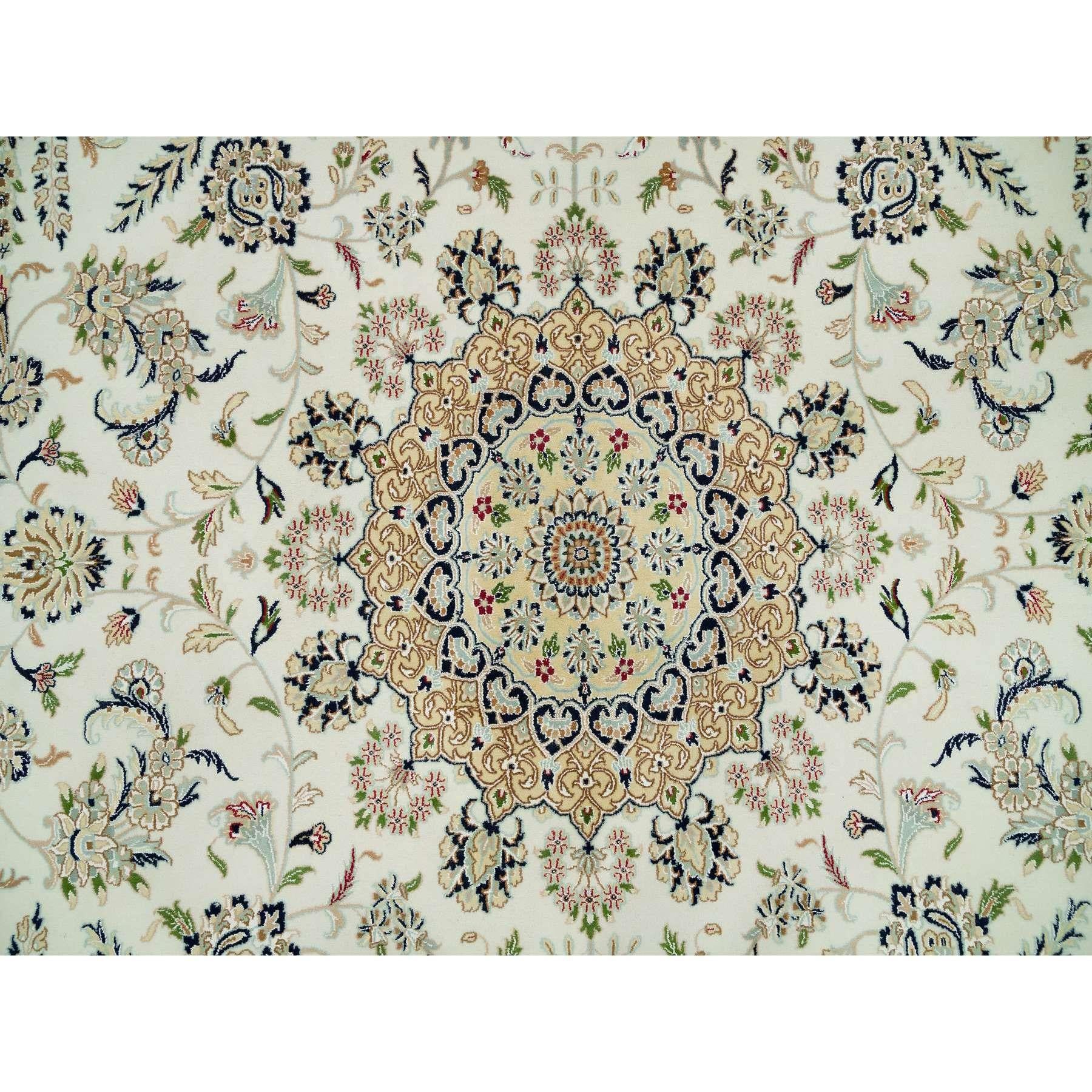 12'x12' Taube Weiß, handgeknüpft, 250 KPSI, 100% Wolle, Nain Orientalischer Teppich, Nain im Angebot 1