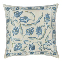 12"x12" Embroidered 100% Silk Throw Pillow Cover. Traditional Cushion Cover