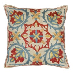 12"x12" Embroidered All Silk Cushion Cover. Traditional Accent Pillow