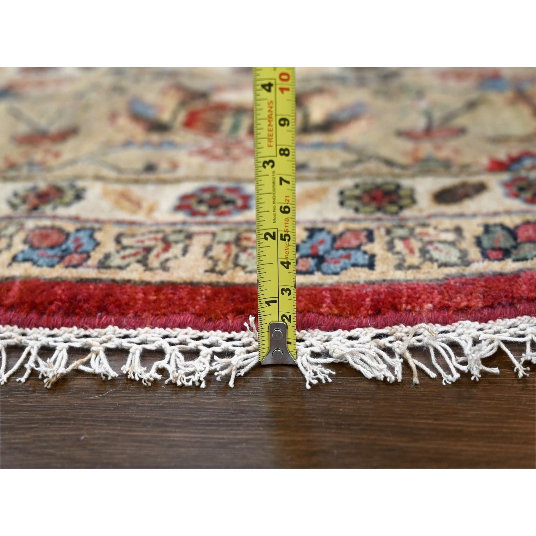 XXIe siècle et contemporain 12'x12' Fire Brick Red, Karajeh Design, Pure Wool, Hand Knotted Round Rug (Tapis rond noué à la main) en vente