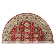 12'x12' Rosso mattone, Karajeh Design, Pura lana, Tappeto rotondo annodato a mano