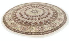 12x12 ft Handmade Oversized Round Area Rug. Tribal Brown & Beige Circle Carpet