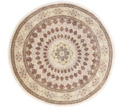12x12 ft Handmade Oversized Round Area Rug. Tribal Brown & Beige Circle Carpet