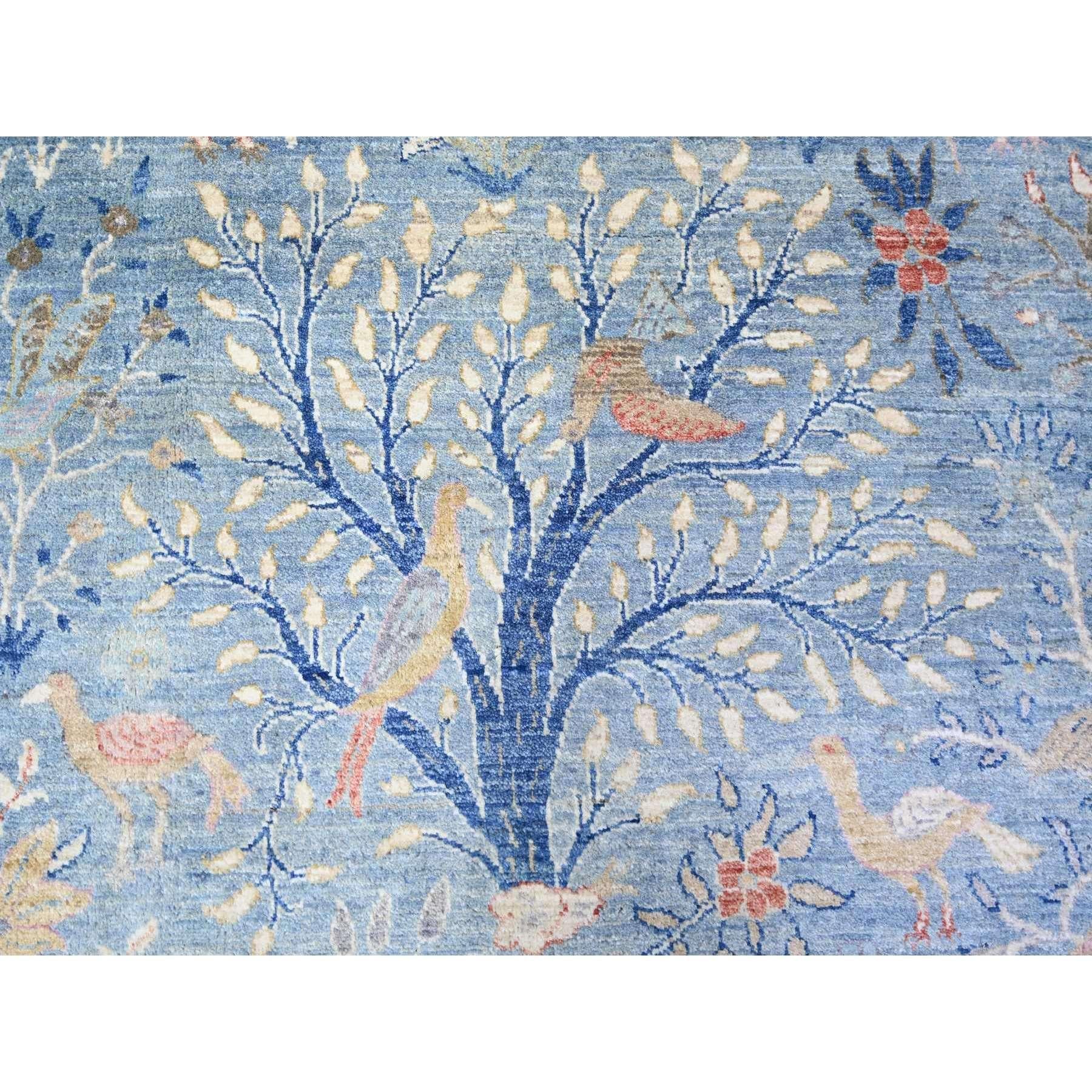 12'x12' Glaucous Blue Hand Knotted Afghan Peshawar Soft Wool Round Rug For Sale 2