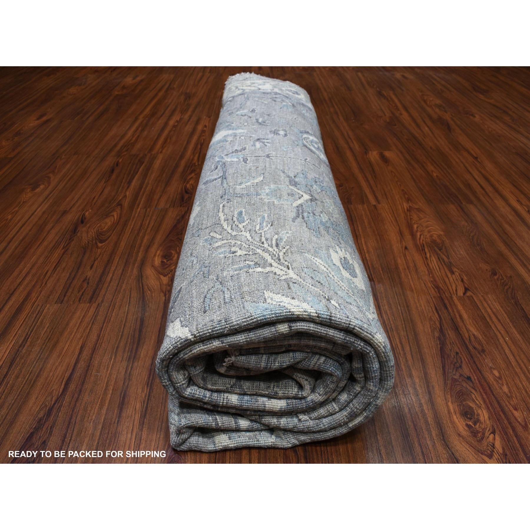 12'x12' Gray Afghan Peshawar with Ziegler Mahal Design Organic Wool Rug For Sale 4
