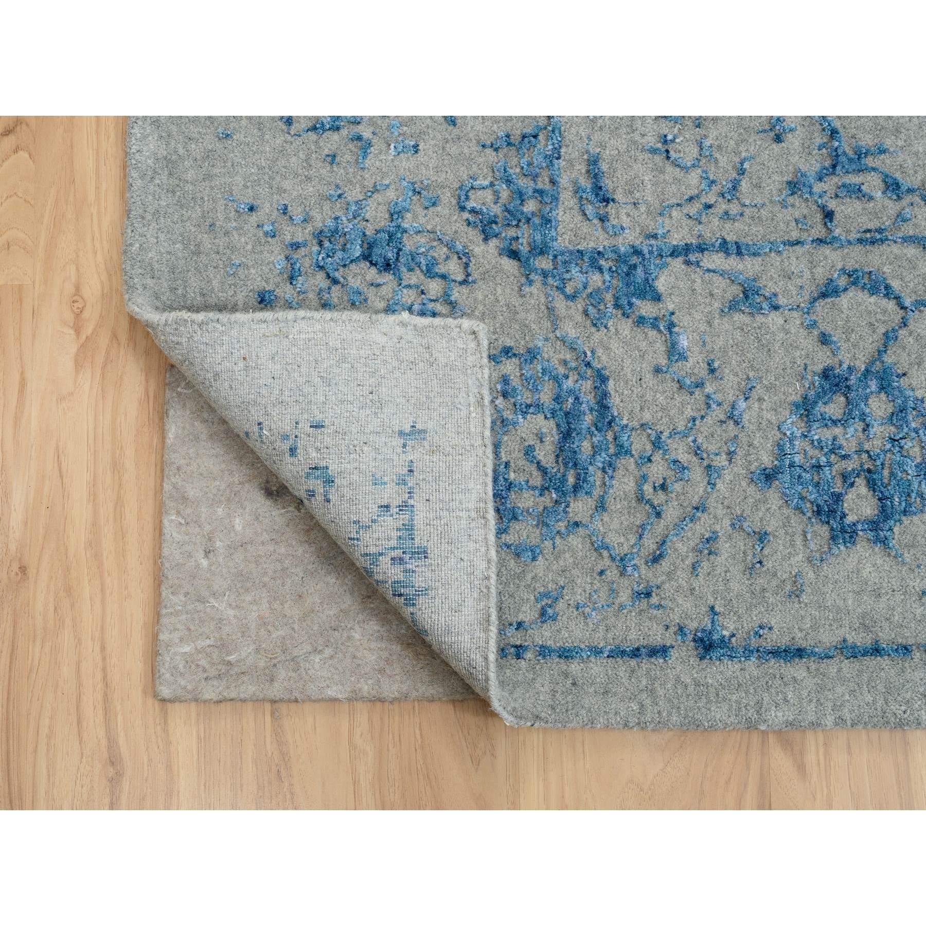 12'x12' Grau, feiner Jacquard-Teppich aus handgewebter Wolle und pflanzlicher Seide, quadratisch (Indisch) im Angebot