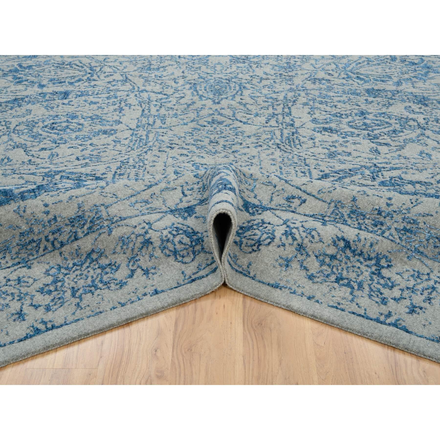 12'x12' Grau, feiner Jacquard-Teppich aus handgewebter Wolle und pflanzlicher Seide, quadratisch (Handgeknüpft) im Angebot