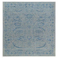 12'x12' Gray, Fine Jacquard Hand Loomed Wool and Plant Based Silk, Square Rug