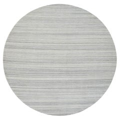 12'x12' Grauer handgewebter ungefärbter natürlicher Wollteppich Modernes Design Runder Teppich