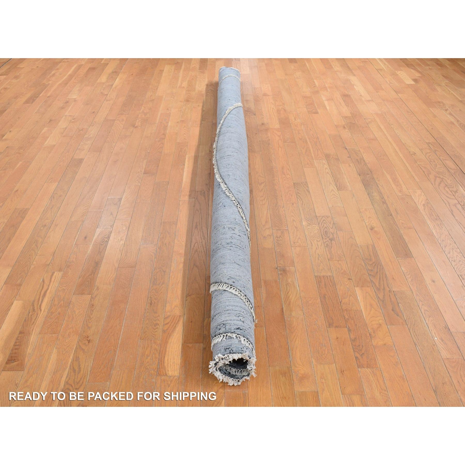 12'x12' Grau, Persisches Design, Reine Seide mit Wolle Handgeknüpft Rundteppich im Angebot 2