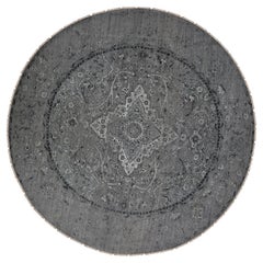 12'x12' Gray, Persian Design, Pure Silk with Wool Hand Knotted Round Rug