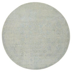 12
x12
 Gray, Tabriz Design, Jacquard Hand Loomed Wool and Silk Round Rug