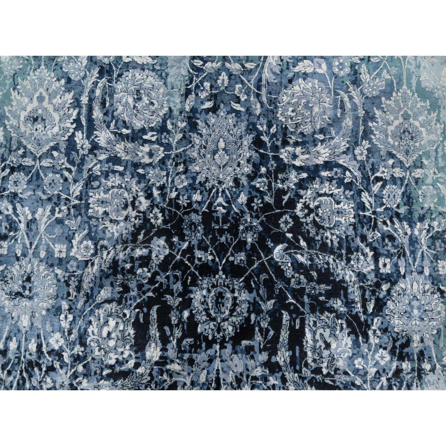 12'x12' Gray, Tabriz Design, Wool and Silk Hand Knotted Round Rug For Sale 2